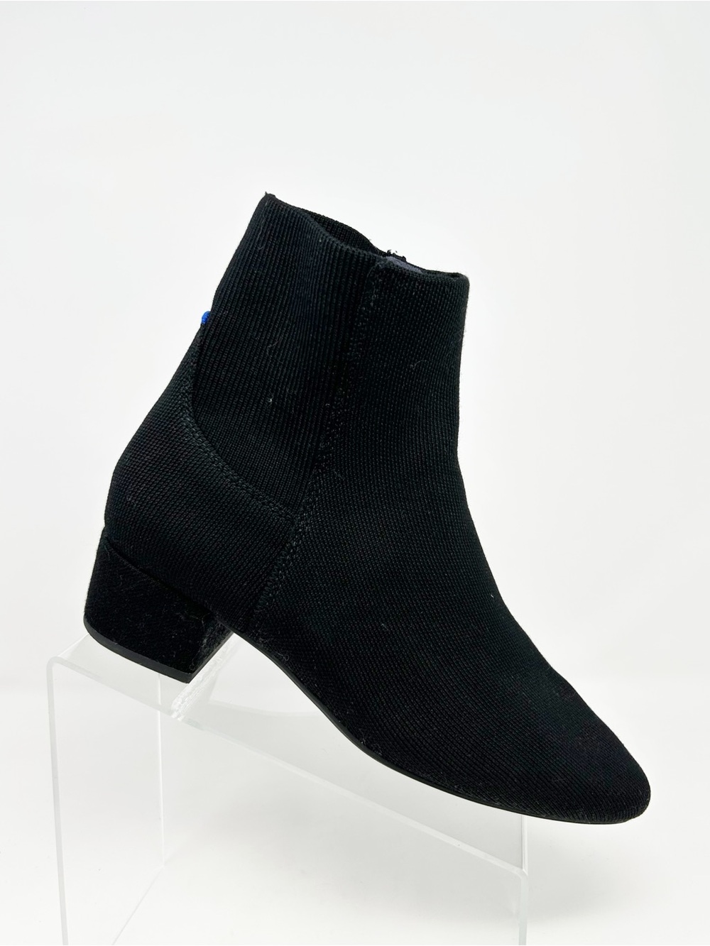 Rothy’s The Classic Boot Black Pointed Toe Ankle Booties Block Heel Size 10.5